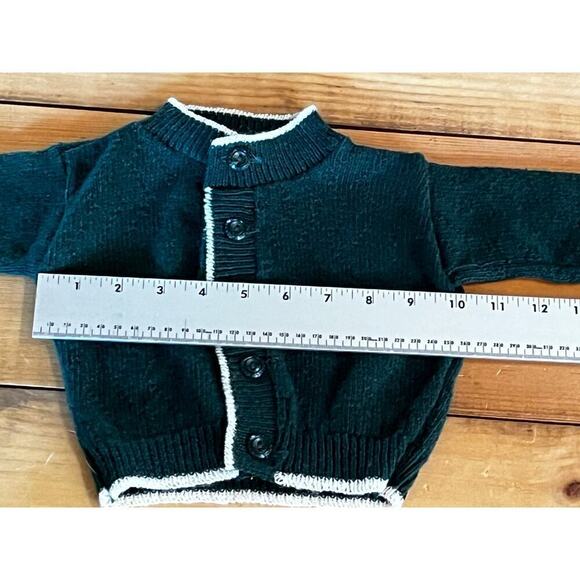 Vintage Dupont Acrylic Baby Cardigan Sweater.Green w/white trim.See measurements - Picture 6 of 8